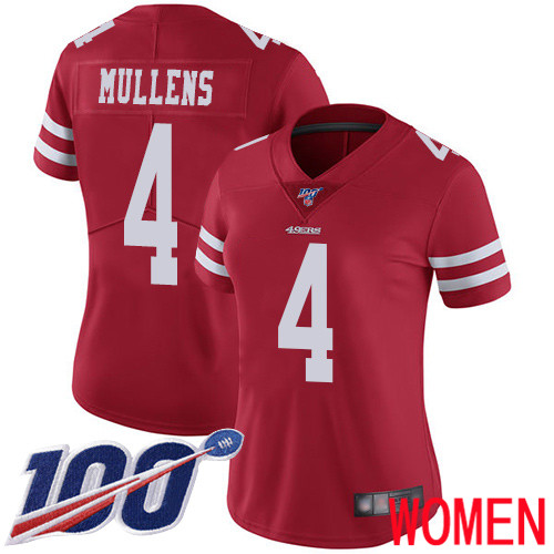 San Francisco 49ers Limited Red Women Nick Mullens Home NFL Jersey #4 100th Season Vapor Untouchable
